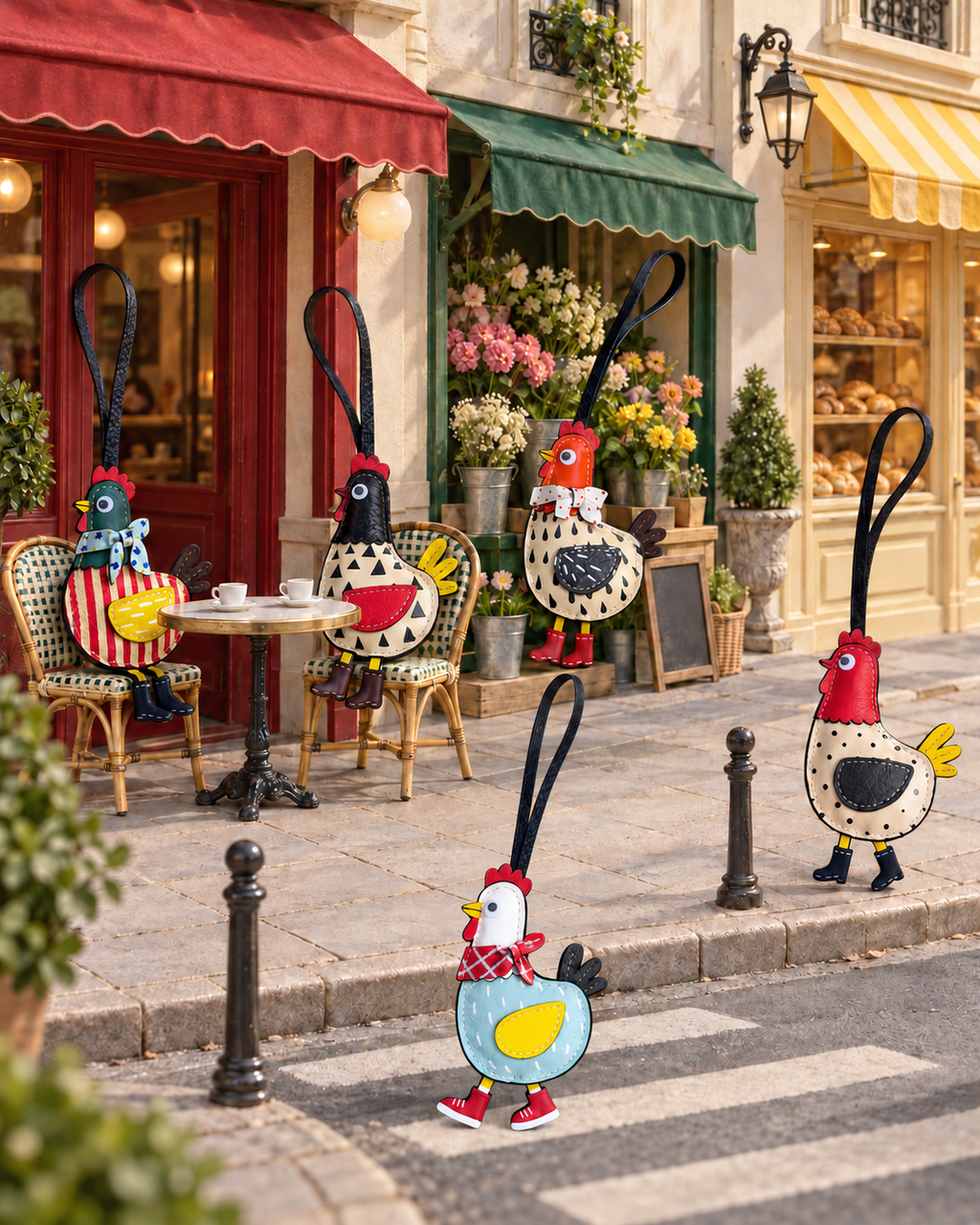 The five leather chicken charms of The Little Leather World