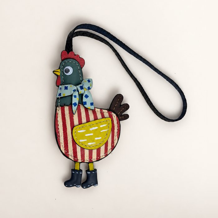 Sofia handmade leather chicken charm